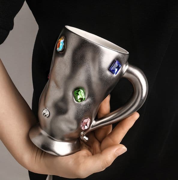 The latest 11.2oz Gem Coffee mug high -value couple cup, many style choices, support custom LOGO