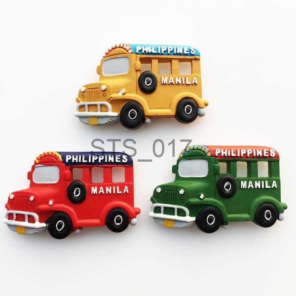 Fridge Magnets Manila Philippines Tourism Souvenir Decorative Frigdge Magnets Crafts 3D Bumper Car Magnetic Refrigerator Sticker Hand Gift Idea x0731