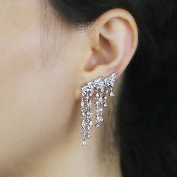 Long Waterdrop Dangle Earrings for Women, Full Iced Out CZ Zircon Wedding Jewelry 4 231b2