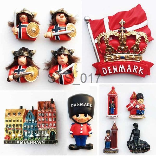 Fridge Magnets Nordic Denmark Fridge Magnets Decorative Crafts Collection Gift Copenhagen Royal Crown Tourism Memorial Refrigerator Stickers x0731