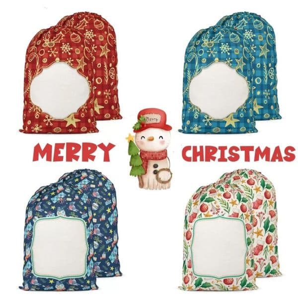 Christmas Sac Santa Personalized Buffalo Plaid Sublimation Drawstring Candy Bagss Fy5567 909