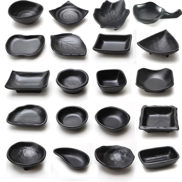 STOCK Other Melamine Black Dipping Soy Sauce Dishes Sushi Wasabi Doufu Snack Plate Japanese Restaurant Dining Dinnerware U0404 Free Shipping