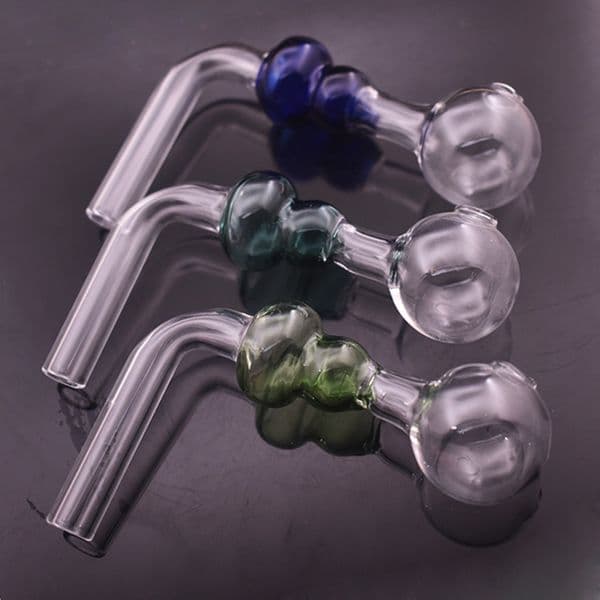 10pcs curved Glass Oil Burner Pipe OD 3cm oil bowl Bent Hand Tube Water Smoking Pipe for bong smoking tools