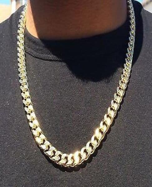 14K Gold Plated Hip Hop Cuban Link Chain with Diamond Cuts 24quot