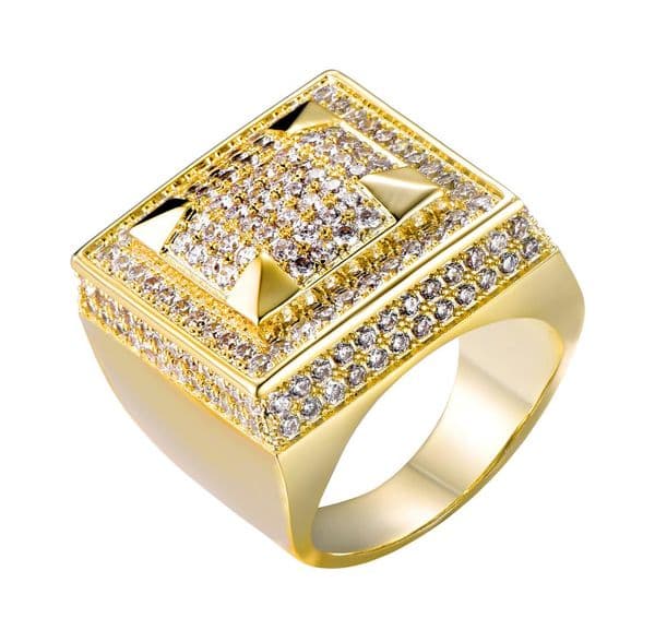 personalized Jewelry Gold White Gold Plated Mens Diamond Iced Out Man Hiphop Rapper Finger Rings Square Pinky Ring for Men Gifts f