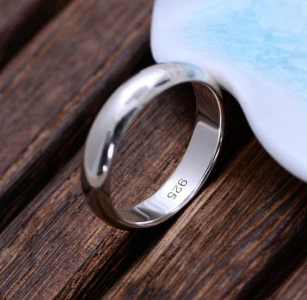 Real Pure 925 Sterling Silver Rings And Men Simple Ring Smooth High Polishing Wedding Band Ring For Lovers Couples