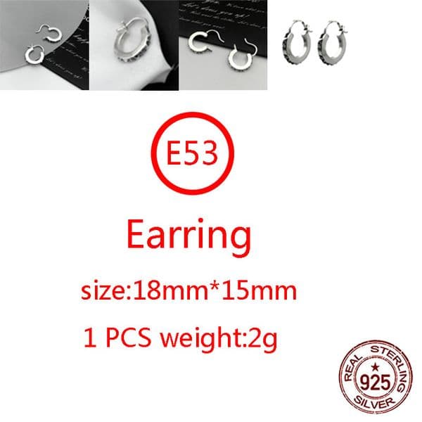 E53 S925 Pure Silver Ear Studs Personalized Fashion Cross Flower Letter Punk Street Dance Style Earrings Jewelry Earrings as a Gift for Lovers