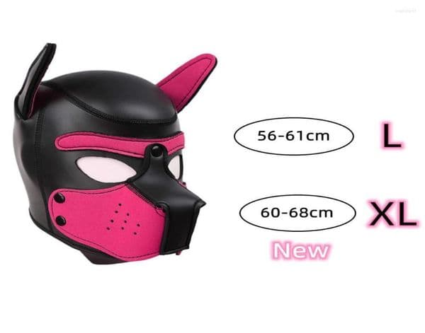 Party Masks XL Code Brand Increase Large Size Puppy Cosplay Padded Rubber Full Head Hood Mask With Ears For Men Women Dog Role Pla
