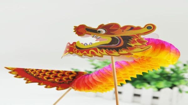 Gauges 2pcspack 3D Chinese Dragon Tissue Paper Flower Balls Chinese New Year Decoration Honeycomb Hanging Decoration