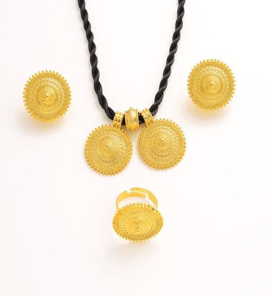 2026 New Ethiopian Traditional Jewelry Set Necklace Earrings Ring Ethiopia Fine Solid Gold Eritrea Women039s Habesha Wedding Party Gift Designer