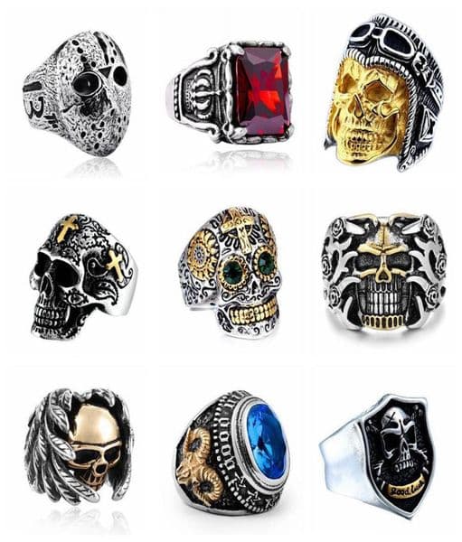 Stainless Steel Gothic Men Ring Jewelry Hip Hop Punk Skull Vintage Goth Rings Male Accessories Bijoux Anillos Hombre267c