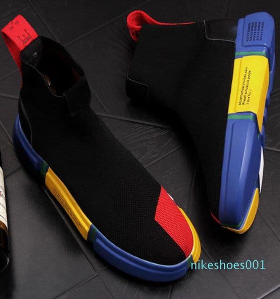 Designer Socks Shoes Fashion Casual Men High Top Speed Black Shining b11 x1