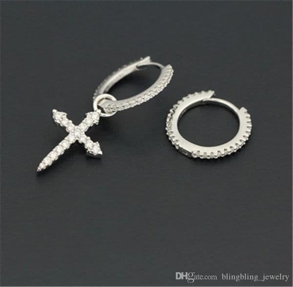 European And American Earrings Studs Foreign Trade Silver Jewelry Earrings Asymmetric Fashion Personality Female039s Pref