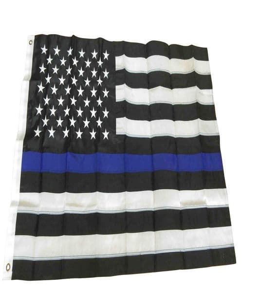 Blue Line Flag 3 x 5 Ft 210D Oxford Nylon with Embroidered Stars and Sewn Stripes American Flag