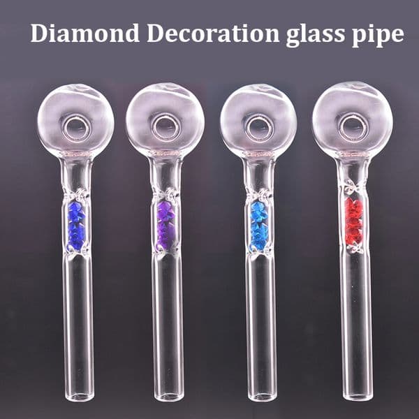 Diamond Design Smoking Pipes Colorful Pyrex Glass Oil burner Pipe 12cm 30mm Ball Glass Pipe Tube Oil Naill Tips Hot Selling