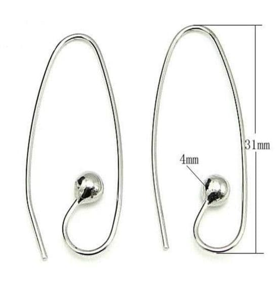 10pcslot 925 Sterling Silver Earring Hooks Clasps Finding Components For DIY Craft Jewelry Gift 08x4x12x30mm WP068
