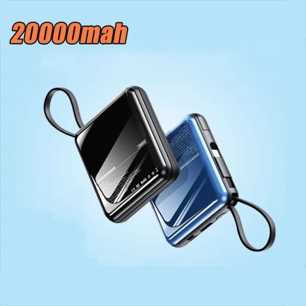 Mini Power Bank 20000mAh 22.5W Fast Charging Powerbank Built in Cable for iPhone 13 12 11 Pro Samsung S21 S20 Xiaomi 9 Poverbank