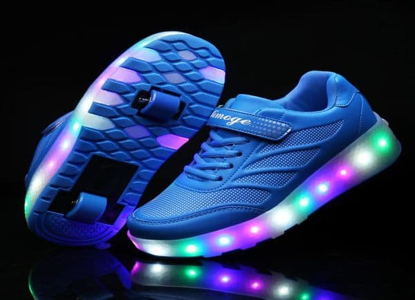 Two Wheels Luminous Sneakers Blue Pink Led Light Roller Skate Shoes for Kids Led Shoes Boys Girls Shoes Light Up 28-43 T200324