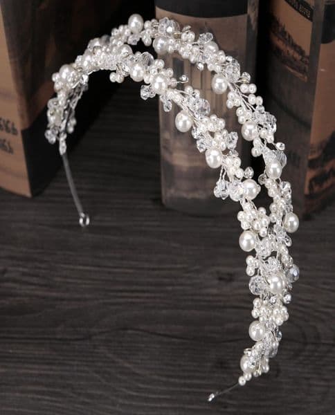 Bridal Crowns Hair Bands korea Bride Crystal Tiara Princess Pearl Crown Wedding Tiaras Headpieces Birthday Party Tiaras Jewelry Ac