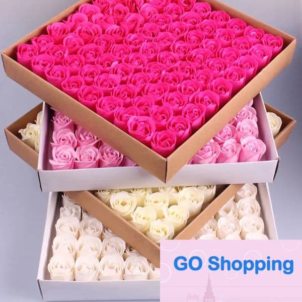 2026 New Wholesale 81 PCS Set 3 Layers 16 Solid Colors Heart-Shaped Rose Soap Flower Romantic Wedding Party Gift Handmade Petals DIY Decor F