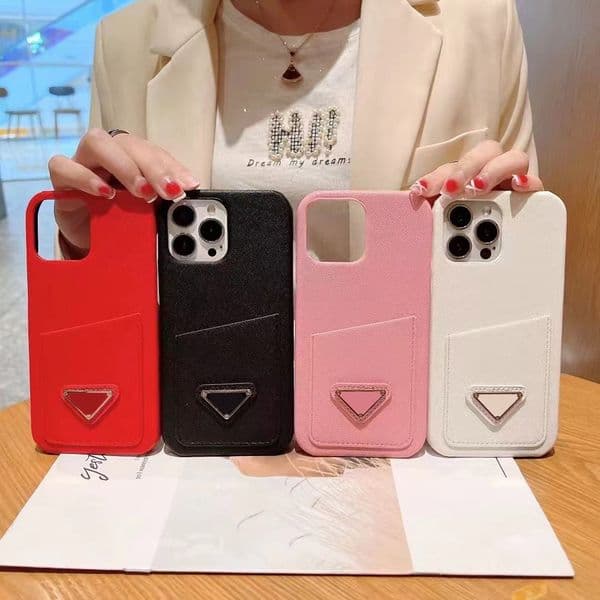 Card Holder Designer Phone Case for Apple iPhone 17 16 Pro Max 15 Promax 14 Plus 13 12 11 XR XS Luxury PU Leather Slant Pocket Velvet Lining Back Cover