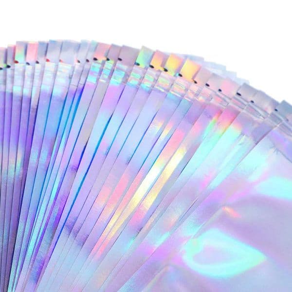 Food Storage Resealable Smell Proof Bags Foil Holographic Flat Bag for Candy Jewelry Sample Storage Packaging Top Quality thumbnail 2
