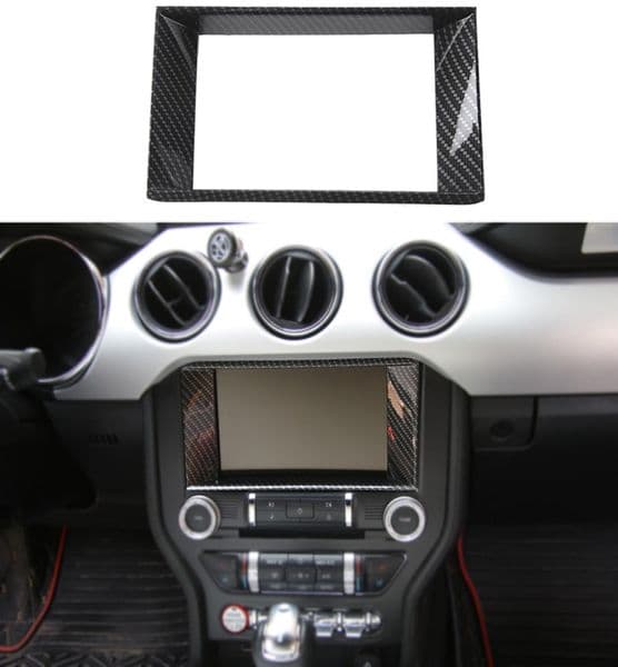 ABS Carbon Fiber Navigation Ring Decoration Trim For Ford Mustang 15 High Quality Auto Interior Accessories