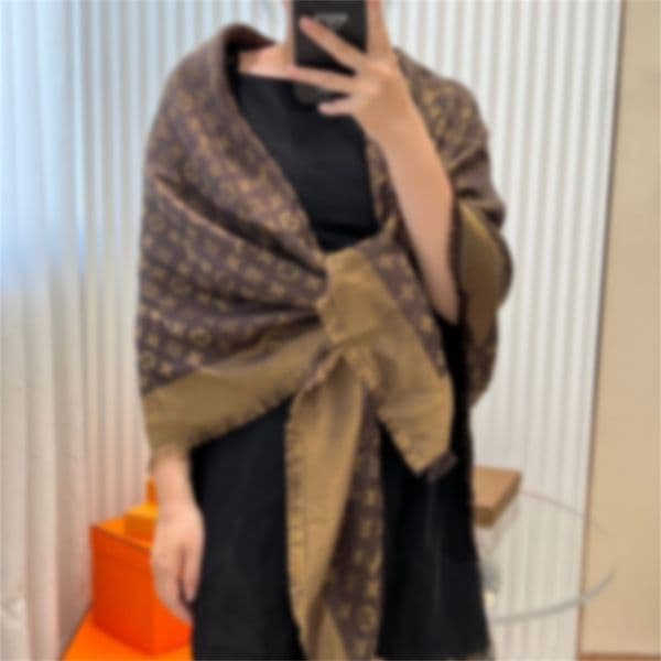 Designer Silk Scarf for Women - Monogram Fringed Shawl Echarpe Luxe | Luxury Large Scarf Silk Wrap