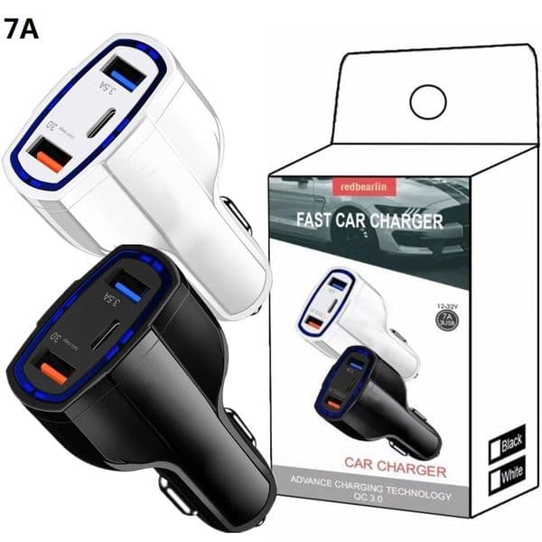 LED Type c PD USB C Car Charger Quick 3.0 Universal 7A Fast Charging vehicle Charge for iphone 11 12 13 14 15 pro max samsung Android phone gps pc