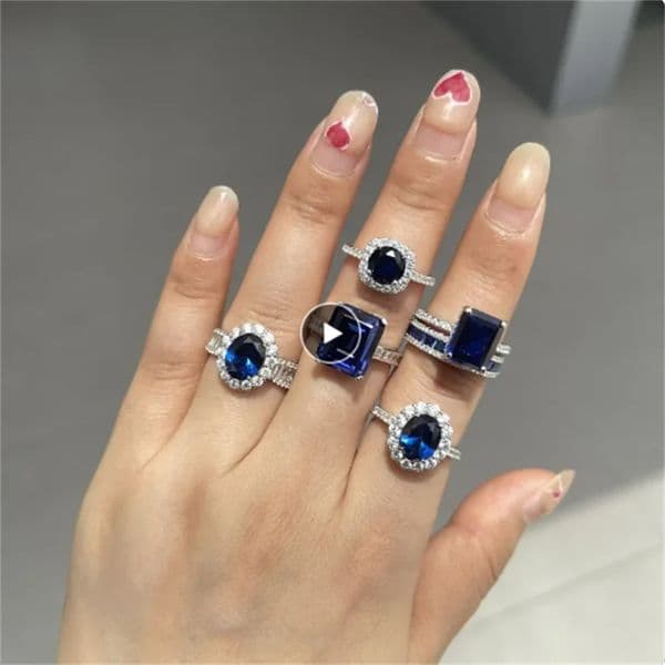 Valuable Sapphire Diamond Ring 100% Real 925 Sterling Silver Party Wedding Band Rings for Women Bridal Engagement Jewelry Gift