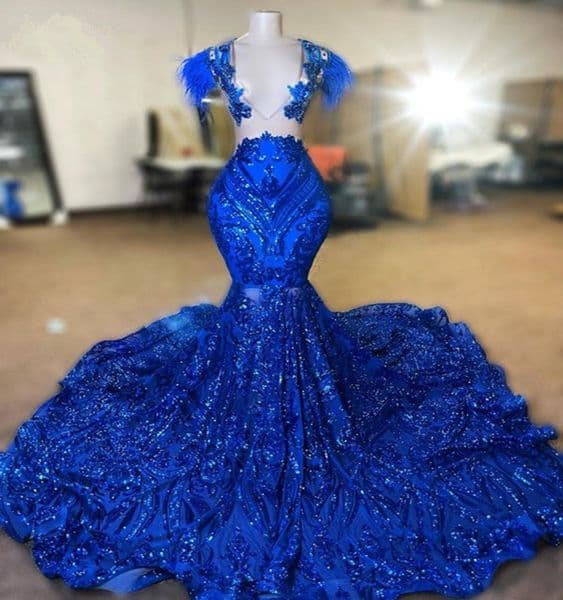 Royal Blue Prom Dresses: Sequin Embellished Long Evening Gown for Glamorous Celebrations