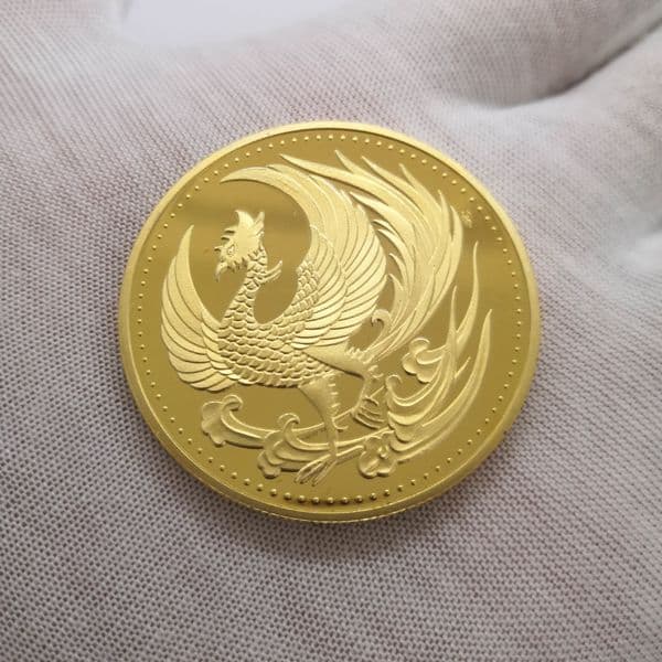 Arts and Crafts Metal Crafts Badge Collection Coin Gold Plated Hundred Birds Scale Tribe Wishing Phoenix Coin