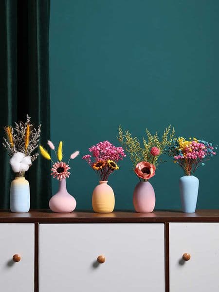 Vases Nordic Style Decorative Ceramic Vase Creative Gradient Dried Flower Vase Set Table Decoration Living Room Home Decoration Gift P230411