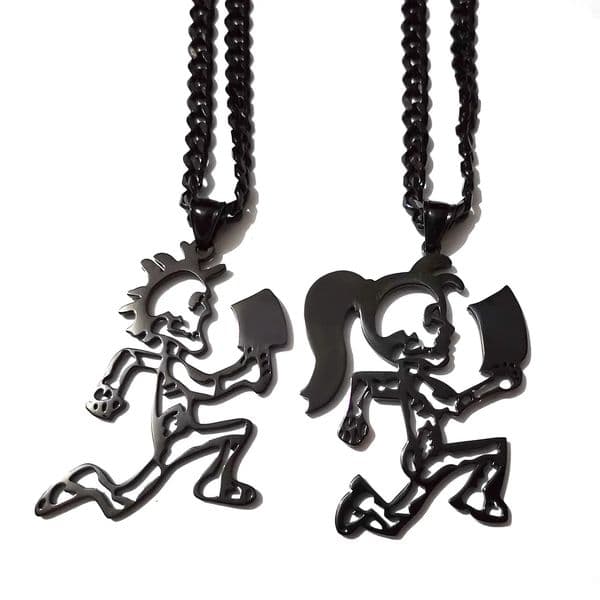 Pendant Necklaces Stainless Steel Hatchetman Black juggalette Skeleton 2" SSteel Charm Insane Clown Posse Twiztid Rare Curb Chain Necklace 231110