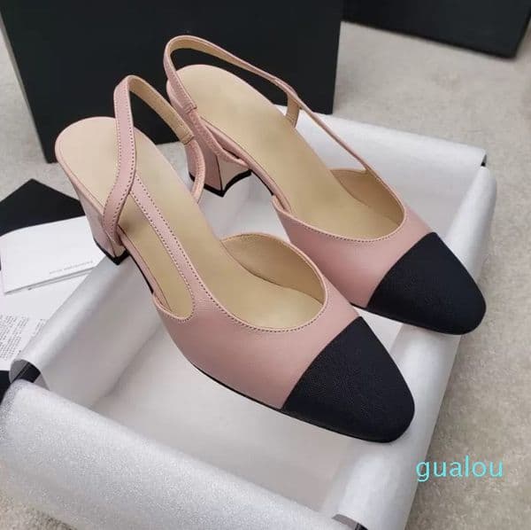 Summer Sandals Women Genuine Leather Shoes Patchwork Elegant 7cm High Heel Square Toe Skin party Female Chunky Heels Sandal Pink