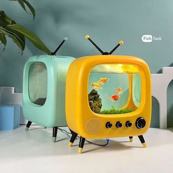 Aquariums TV Fish Tank Thai Fish Tank Vintage Desk Office Desk Net Red Aquarium with Light Built-in Heating Constant Temperature Fish Tank 231113