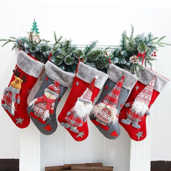 Large Christmas socks Christmas decorations Santa snowman red socks party New Year gift bag P141