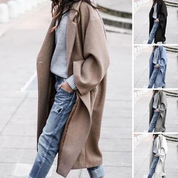 Womens Wool Blends Simple Windbreaker Jacket for Women Fashion Korean Autumn Winter Thermal Lapel Woolen Trench Coat Large Size Loose Overcoat 231113