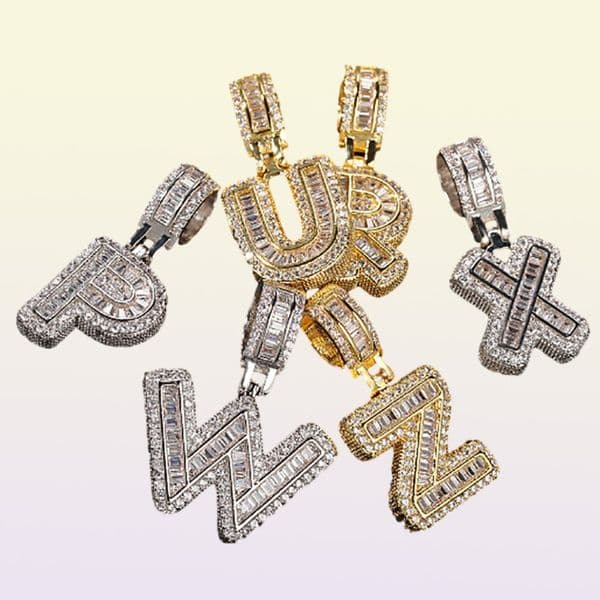 Baguette Letters Necklaces Pendant Custom Name Charm Gold Silver Rose Gold Fashiom Hip Hop Initials Jewelry Whos with 3m