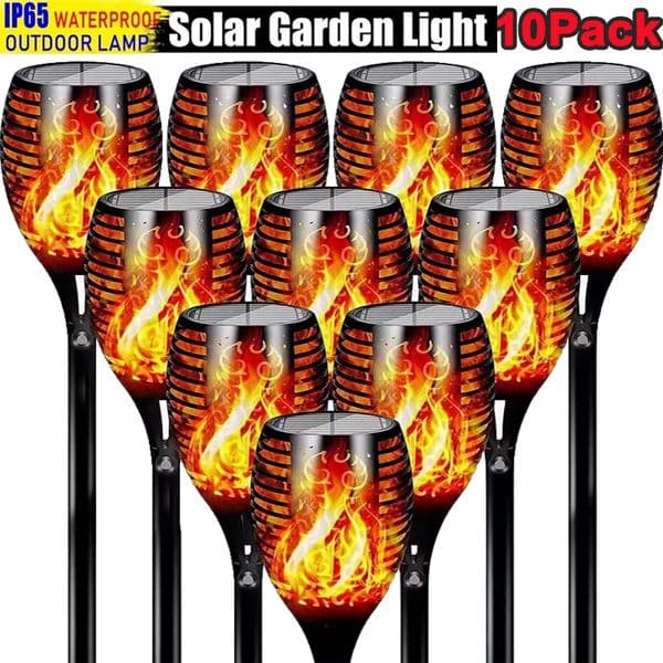 Garden Decorations 1/2/4/6/8/10Pcs Solar Flame Torch Lights Flickering Light Waterproof Decoration Outdoor Lawn Path Yard Patio Floor Lamps 230414
