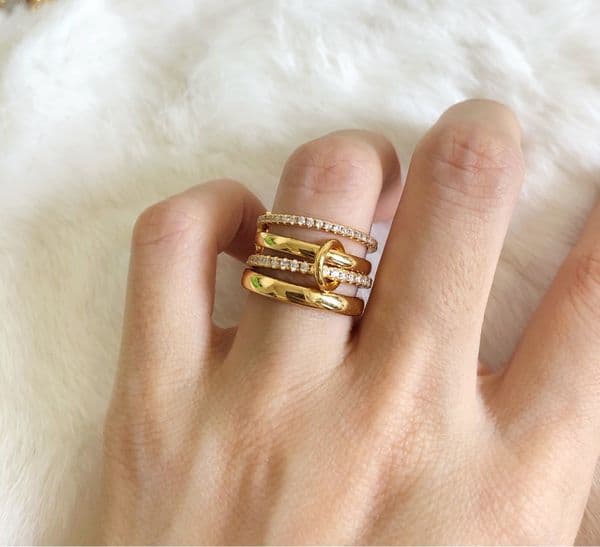 23/24 Popular Fashion Spinelli Similar Designer New in Luxury Fine Jewelry x Hoorsenbuhs Microdame Sterling Silver Stack Ring