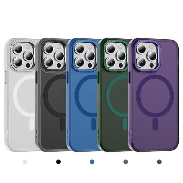 iPhone 1 5 14 Pro Max Mag netic Pho ne Case fo r Ap ple 13 12 11 Plus Matt e Skin-friendly Corner-c ushioned C olorf ul Ind ividu al M etal Butto n Metal