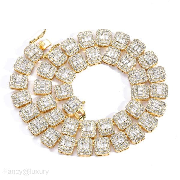 tennis chain designer necklace for women stainless steel plated gold silver 13MM width inlaid bling diamond iced out chains link necklaces men hip hop jewelry gift