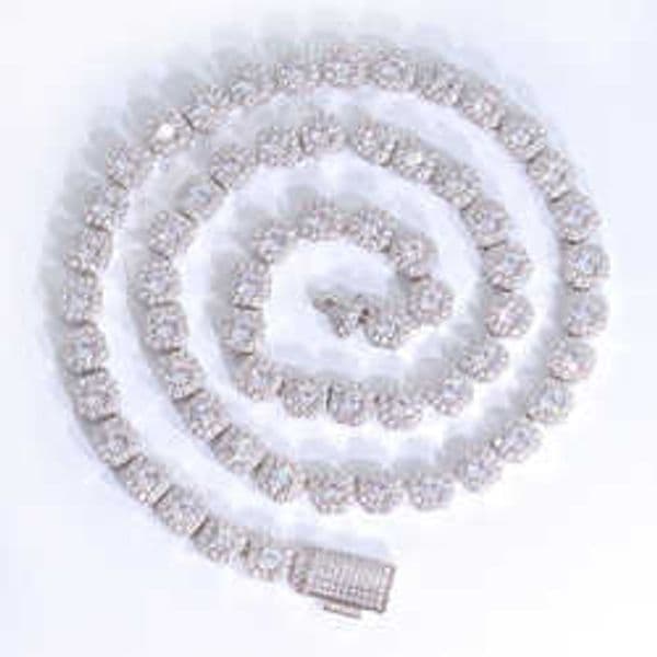 necklace moissanite chain Custom d Vvs Moissanite Diamond Cuban Link S925 Silver 8mm 12mm Large Tennis Chain