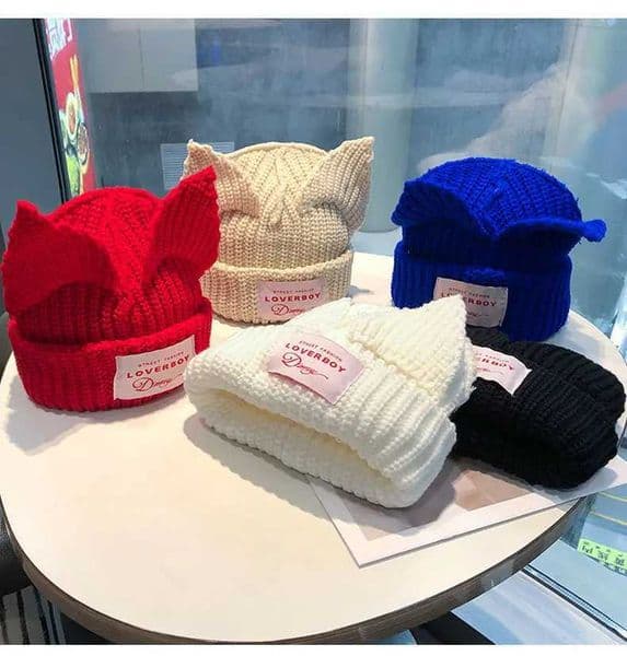 Hats For Women Loverboy Cat Ear Knit Hat Winter Hat Double Layer Warm Pig Cute Fashion Hooded Cap Niche Design Hip Hop 230920