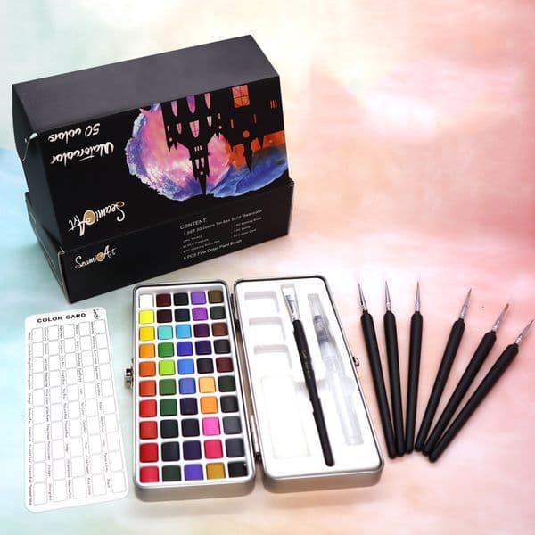 Watercolor Brush Pens Portable Solid Pigment Water Color Paint Set Solid Watercolor Set with Watercolor Brush Pen for Painting Art Supplies for Artist 230417
