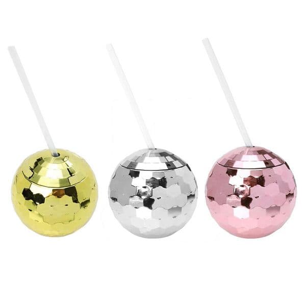 Unique Disco Ball Cups Flash Cocktail Cup Nightclub Bar Party Flashlight Straw Wine Glass Drinking Syrup Tea Bottle