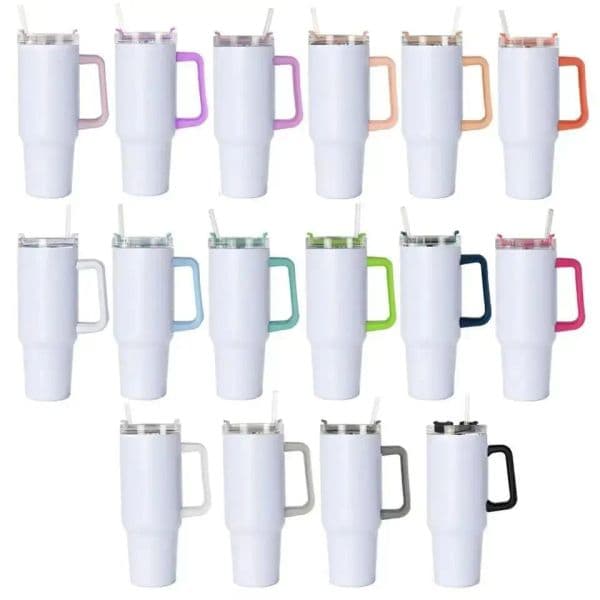 40oz Sublimation Blanks Tumblers with Colorful Handle Stainless Steel Double wall Vacuum Insulated Big Capacity Tumbler Wholesale FY5706 0418