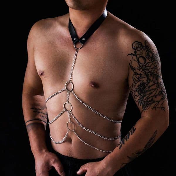 Men's Vests Sexy Wearable Flirting Conditioning Props Men's Sexy Body Chain Sex Wear Chain Hollow Sexy Bondage Flirting Props Body Chain