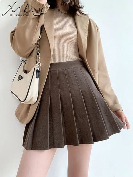 Skirts Wool Autumn Winter Skirt For Women High Waist Mini Woolen School Short Tennis Pleated With Shorts 231118